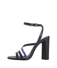 TOMMY HILFIGER TH LEATHER BLOCK Hohe Ledersandalen mit Kn&ouml;chelriemen - Damenschuhe