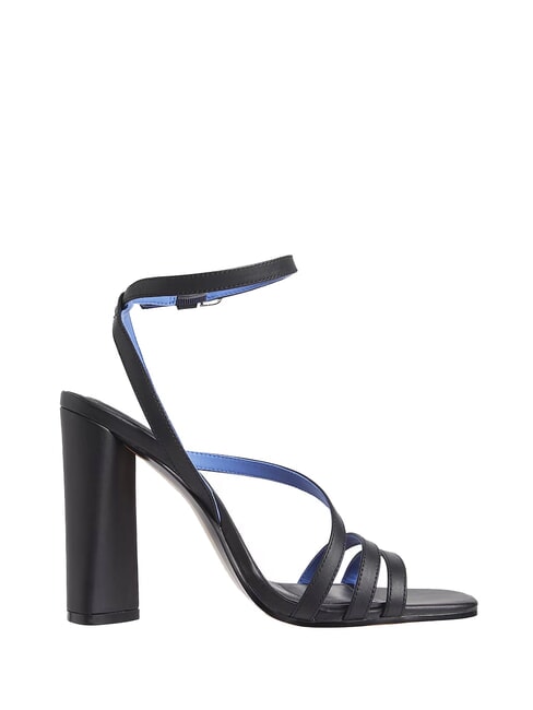 TH LEATHER BLOCK Hohe Ledersandalen mit Kn&ouml;chelriemen Schwarz - Damenschuhe