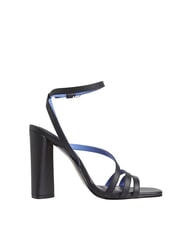 TOMMY HILFIGER TH LEATHER BLOCK Hohe Ledersandalen mit Kn&ouml;chelriemen Schwarz - Damenschuhe - 3