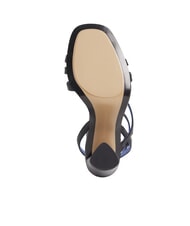 TOMMY HILFIGER TH LEATHER BLOCK Hohe Ledersandalen mit Kn&ouml;chelriemen Schwarz - Damenschuhe - 6