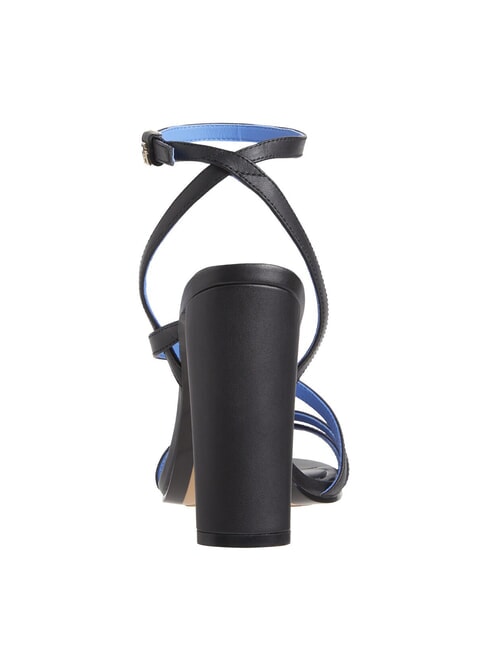 TH LEATHER BLOCK Hohe Ledersandalen mit Kn&ouml;chelriemen Schwarz - Damenschuhe