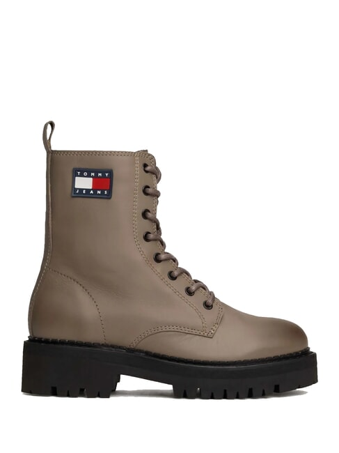 TOMMY JEANS Urban Lace Up Stiefeletten aus Leder grau - Damenschuhe
