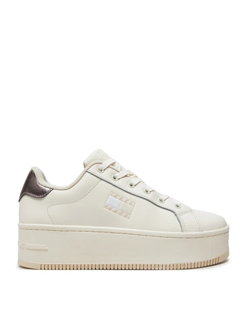 TOMMY JEANS Flatform Hohe Turnschuhe Ecru - Damenschuhe