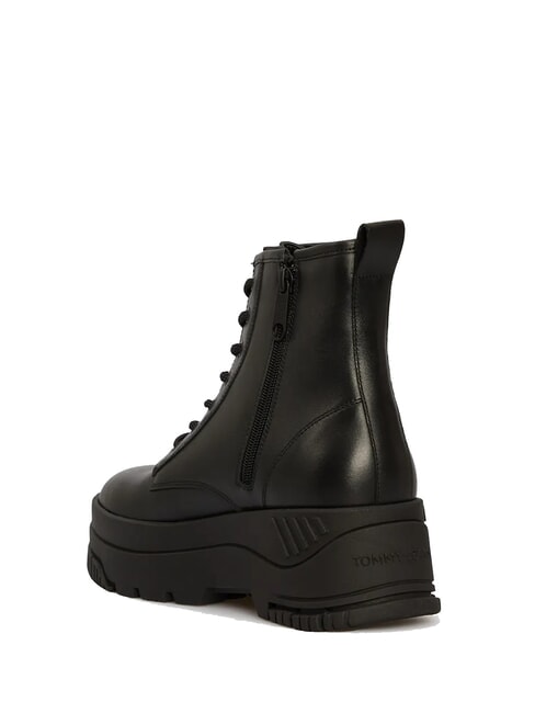 TH JEANS Leder-Plateau-Ankle-Boots mit Rei&szlig;verschluss Schwarz - Damenschuhe