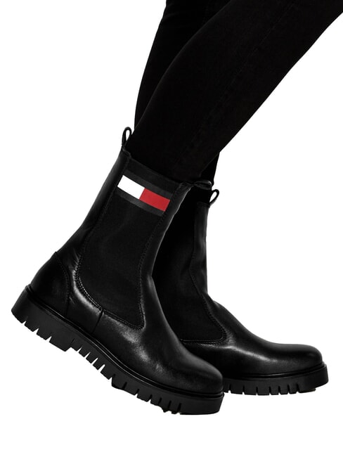 TH JEANS Lederstiefeletten Schwarz - Damenschuhe