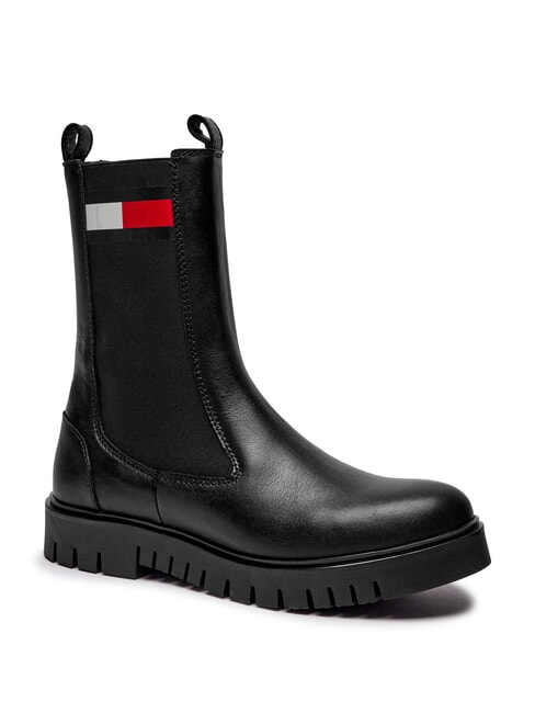 TH JEANS Lederstiefeletten Schwarz - Damenschuhe