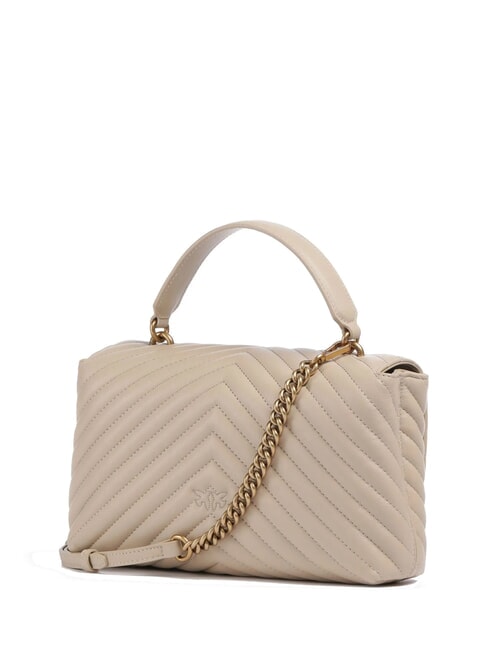 CLASSIC LADY LOVE BAG Chevron-Tasche Beige-Rauchgrau-Antikgold - Damentaschen