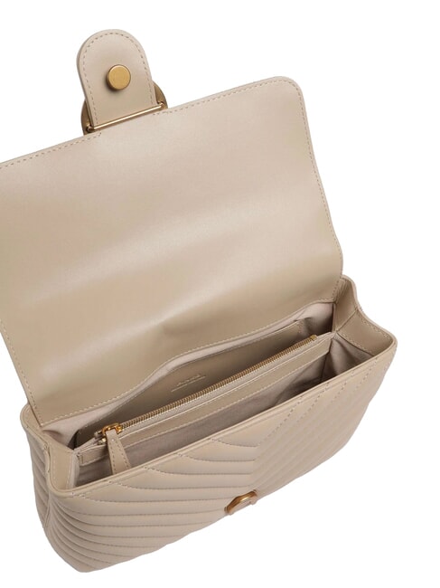 CLASSIC LADY LOVE BAG Chevron-Tasche Beige-Rauchgrau-Antikgold - Damentaschen