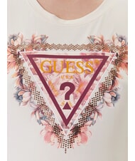 GUESS TRIANGLE FLOWERS Stretch-T-Shirt mit Aufdruck Vanille-Rouge - T-Shirts und Tops f&uuml;r Damen - 3