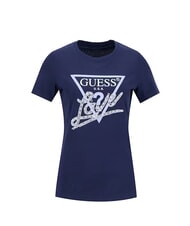 GUESS PEARLS LOVE TRIANGLE T-Shirt mit Print und Applikationen passend zu Blau - T-Shirts und Tops f&uuml;r Damen - 3