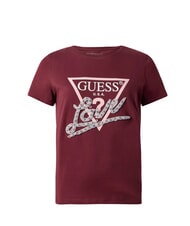 GUESS PEARLS LOVE TRIANGLE T-Shirt mit Print und Applikationen Rot-Noir - T-Shirts und Tops f&uuml;r Damen - 4