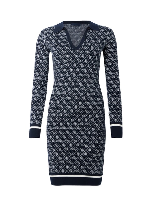 AUBREY Strickkleid 4 g Blau und Creme - Damenkleider