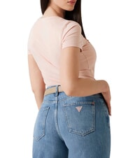 GUESS TRIANGLE FLOWERS Stretch-T-Shirt mit Aufdruck - T-Shirts und Tops f&uuml;r Damen