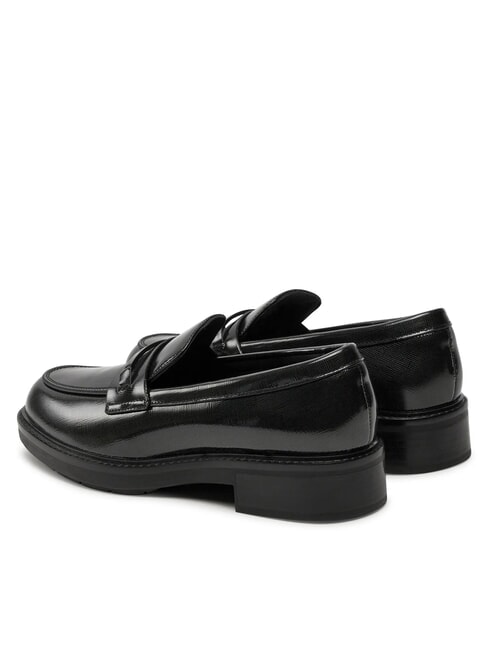 LOAFER BAR SAFF Lederslipper mit Saffiano-Einsatz Schwarz - Damenschuhe