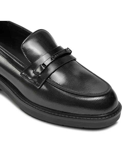 LOAFER BAR SAFF Lederslipper mit Saffiano-Einsatz Schwarz - Damenschuhe