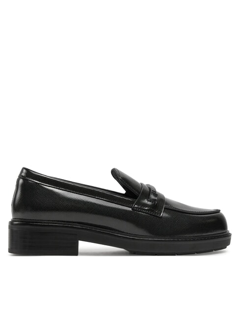 LOAFER BAR SAFF Lederslipper mit Saffiano-Einsatz Schwarz - Damenschuhe