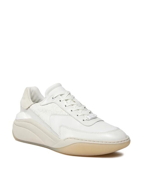WEDGE MONO Ledersneakers Wei&szlig; - Damenschuhe