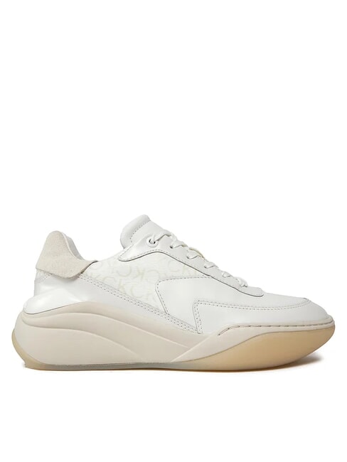 WEDGE MONO Ledersneakers Wei&szlig; - Damenschuhe