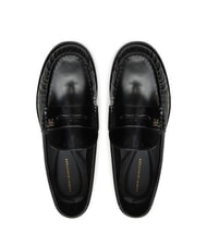 TOMMY HILFIGER TH MONOGRAM Gl&auml;nzende Lederslipper Schwarz - Damenschuhe - 3