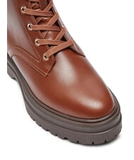 TOMMY HILFIGER TH ELASTIC RIB LACEUP Schn&uuml;rstiefel aus Leder Cognacbraun - Damenschuhe - 4