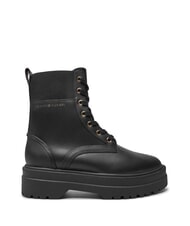 TOMMY HILFIGER TH ELASTIC RIB LACEUP Schn&uuml;rstiefel aus Leder Schwarz - Damenschuhe - 2