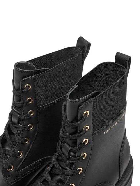 TH ELASTIC RIB LACEUP Schn&uuml;rstiefel aus Leder Schwarz - Damenschuhe