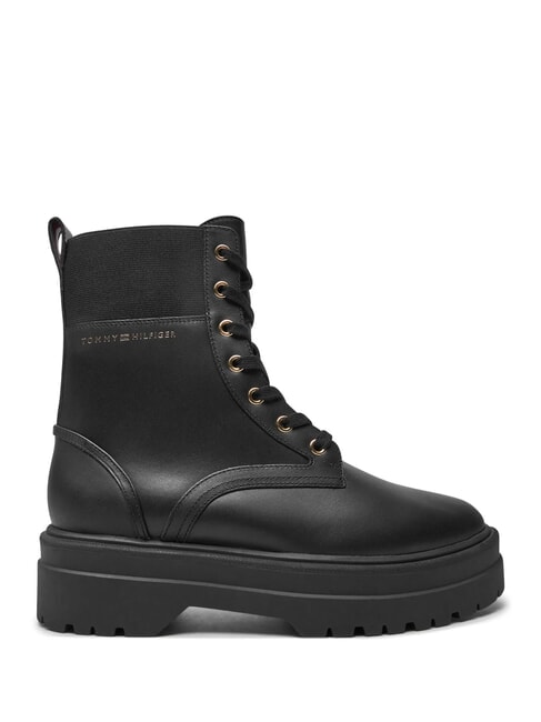 TH ELASTIC RIB LACEUP Schn&uuml;rstiefel aus Leder Schwarz - Damenschuhe