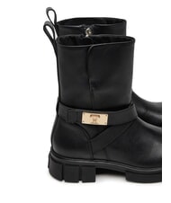TOMMY HILFIGER BIKER Lederstiefeletten mit Schnalle Schwarz - Damenschuhe - 4