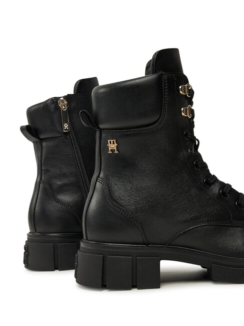 LACE -UP BIKE Schn&uuml;rstiefel aus Leder Schwarz - Damenschuhe