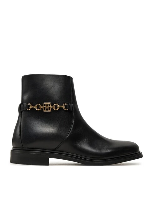 TH CHAIN Niedrige Lederstiefeletten mit Rei&szlig;verschluss Schwarz - Damenschuhe