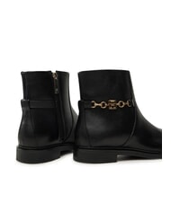TOMMY HILFIGER TH CHAIN Niedrige Lederstiefeletten mit Rei&szlig;verschluss Schwarz - Damenschuhe - 4