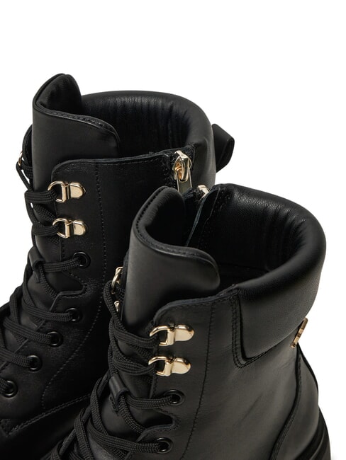 LACE -UP BIKE Schn&uuml;rstiefel aus Leder Schwarz - Damenschuhe