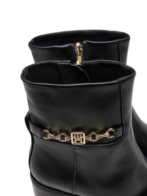 TH CHAIN Lederstiefeletten mit Kette Schwarz - Damenschuhe