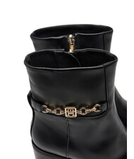 TOMMY HILFIGER TH CHAIN Lederstiefeletten mit Kette Schwarz - Damenschuhe - 3
