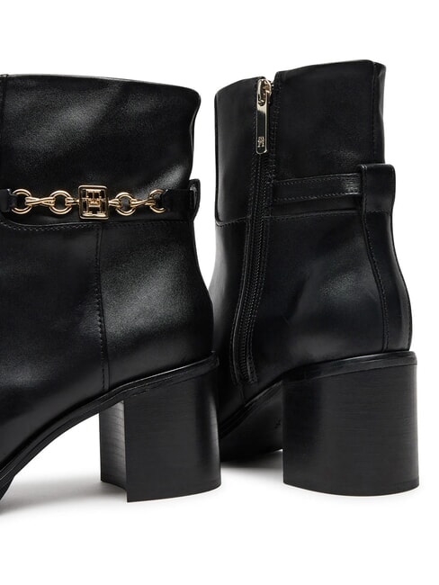 TH CHAIN Lederstiefeletten mit Kette Schwarz - Damenschuhe