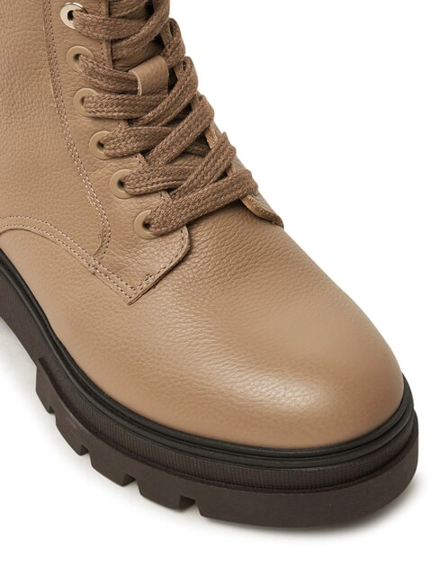 BICOLOR Schn&uuml;rstiefel aus Leder Beige - Damenschuhe