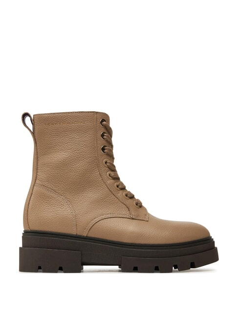 BICOLOR Schn&uuml;rstiefel aus Leder Beige - Damenschuhe