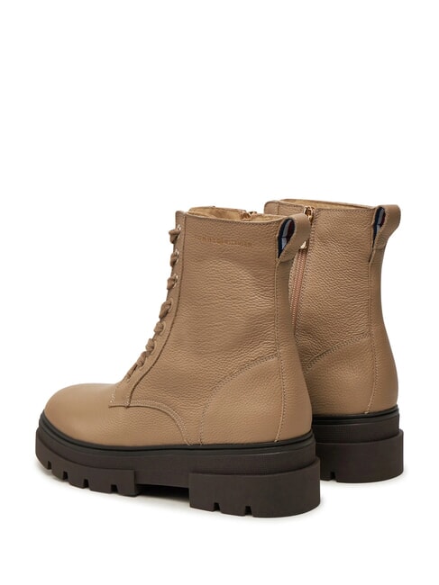 BICOLOR Schn&uuml;rstiefel aus Leder Beige - Damenschuhe