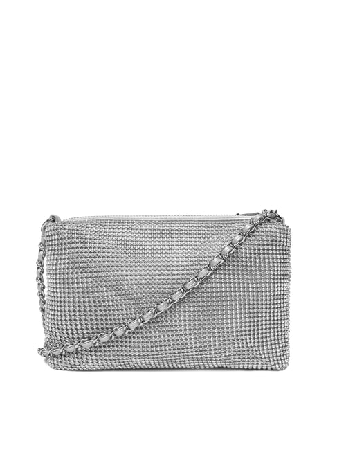 CRYSTAL Schultertasche mit Strasssteinen Silber - Damentaschen