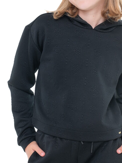 KIDS MINI ME Hoodie mit durchgehendem Pfingstrosen-Logo Pfingstrose M Schwarz - Sweatshirts Kinder