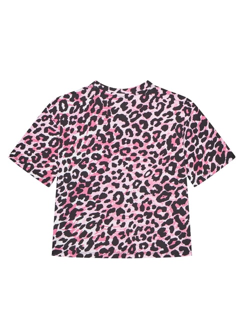 KIDS Kurzarm-T-Shirt f&uuml;r M&auml;dchen Leopardenrosa-Kombination - Kinder-T-Shirt