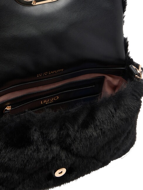 LAPUFFY Pl&uuml;schtasche mit Kettengriff SCHWARZ - Damentaschen