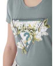 GUESS CAMELIA TRIANGLE Kurz&auml;rmeliges T-Shirt mit Aufdruck und Applikationen Heavy Metal Grau - T-Shirts und Tops f&uuml;r Damen - 3
