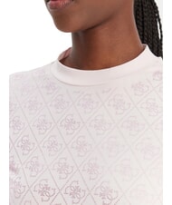 GUESS MOCK NECK ALL OVER 4G Schmal geschnittenes T-Shirt mit Strasssteinen Zartrosa - T-Shirts und Tops f&uuml;r Damen - 3