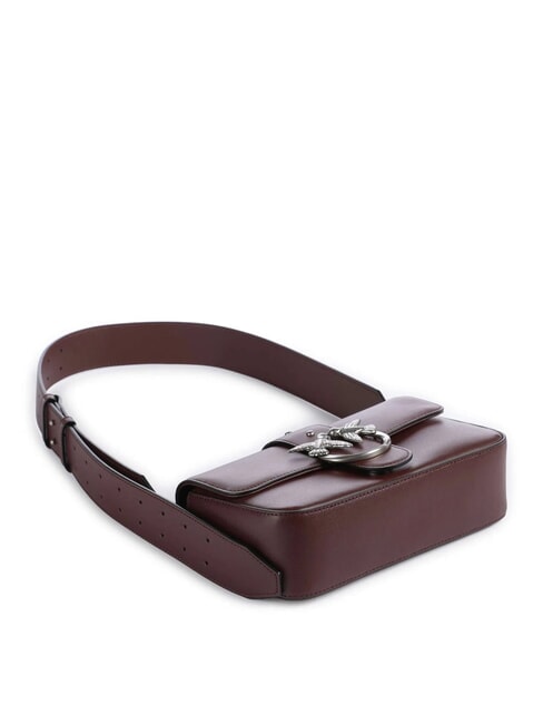 LOVE ONE SLOUCHY Mini-Umh&auml;ngetasche aus Leder Burgunderwein-altes Silber - Damentaschen