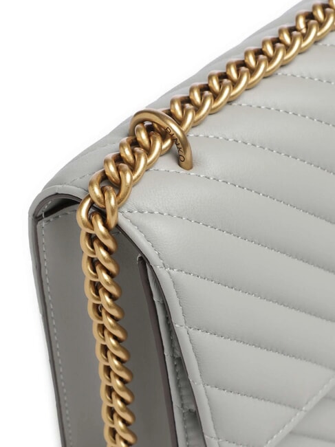 CLASSIC LOVE ONE Tasche aus Nappaleder Perlgrau-Antikgold - Damentaschen