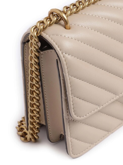 MINI LOVE BAG Eine Chevron-Tasche Beige-Rauchgrau-Antikgold - Damentaschen