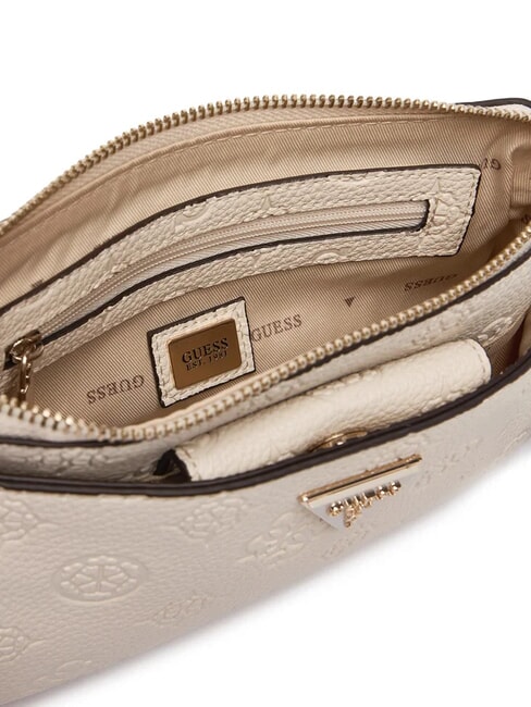 CRESIDIA 2 Pfingstrosen-Schultertasche mit gepr&auml;gtem Logo Off-White-Logo - Damentaschen