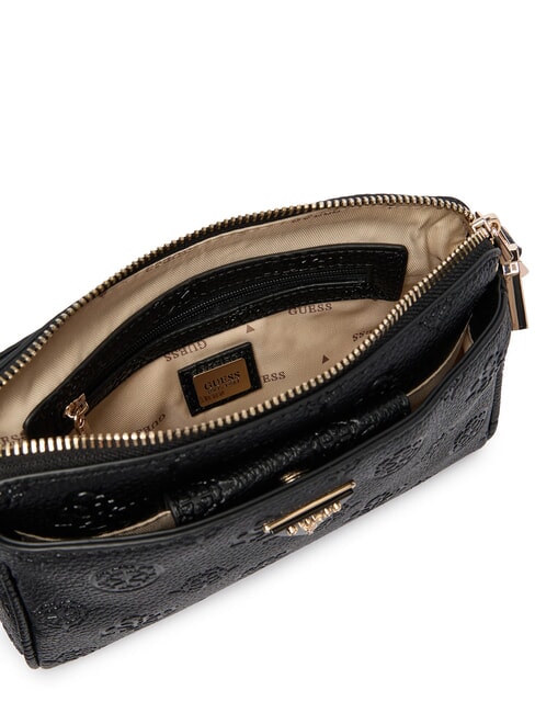 CRESIDIA 2 Pfingstrosen-Schultertasche mit gepr&auml;gtem Logo schwarzes Logo - Damentaschen