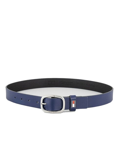 TOMMY JEANS OVAL  Verk&uuml;rzbarer Lederg&uuml;rtel Yale Navy - G&uuml;rtel